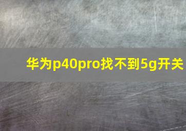 华为p40pro找不到5g开关