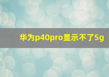 华为p40pro显示不了5g