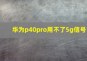 华为p40pro用不了5g信号