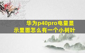 华为p40pro电量显示里面怎么有一个小树叶