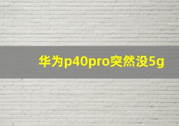 华为p40pro突然没5g