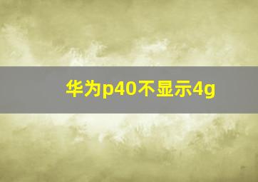 华为p40不显示4g