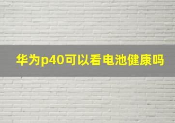 华为p40可以看电池健康吗