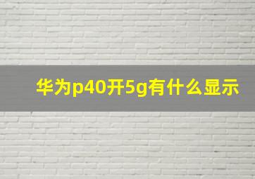 华为p40开5g有什么显示