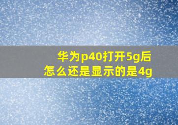 华为p40打开5g后怎么还是显示的是4g