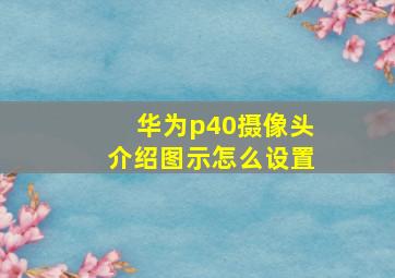 华为p40摄像头介绍图示怎么设置