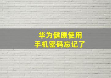 华为健康使用手机密码忘记了