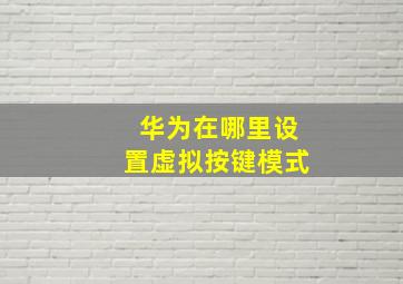 华为在哪里设置虚拟按键模式