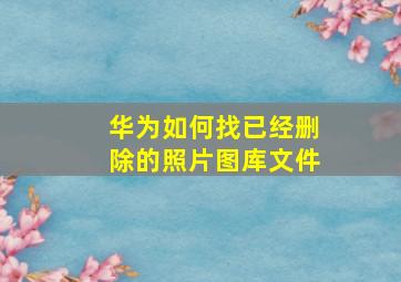 华为如何找已经删除的照片图库文件