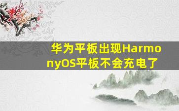 华为平板出现HarmonyOS平板不会充电了