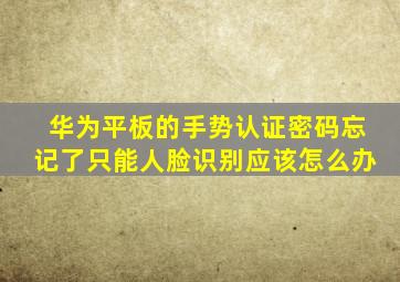 华为平板的手势认证密码忘记了只能人脸识别应该怎么办