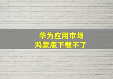 华为应用市场鸿蒙版下载不了