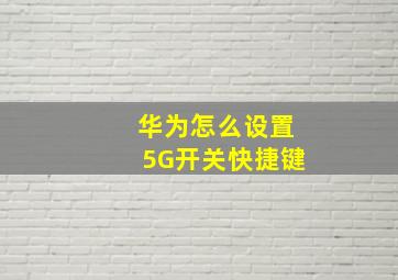 华为怎么设置5G开关快捷键