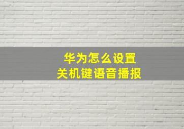 华为怎么设置关机键语音播报