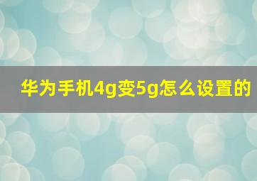 华为手机4g变5g怎么设置的