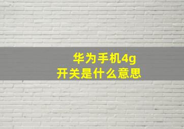 华为手机4g开关是什么意思