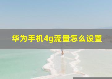 华为手机4g流量怎么设置