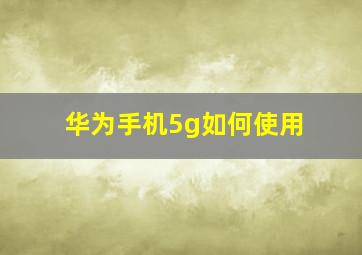 华为手机5g如何使用