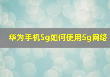 华为手机5g如何使用5g网络