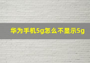 华为手机5g怎么不显示5g