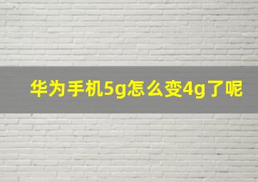 华为手机5g怎么变4g了呢