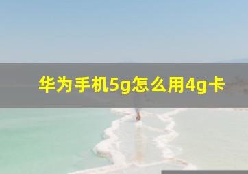 华为手机5g怎么用4g卡