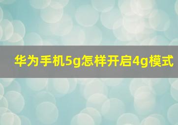 华为手机5g怎样开启4g模式