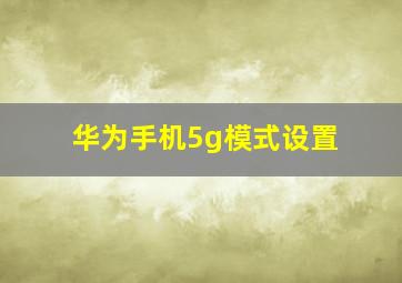 华为手机5g模式设置