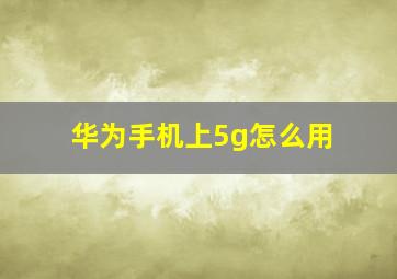 华为手机上5g怎么用