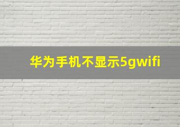 华为手机不显示5gwifi