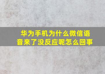 华为手机为什么微信语音来了没反应呢怎么回事