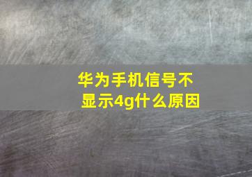 华为手机信号不显示4g什么原因