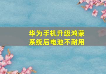 华为手机升级鸿蒙系统后电池不耐用