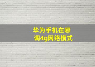 华为手机在哪调4g网络模式