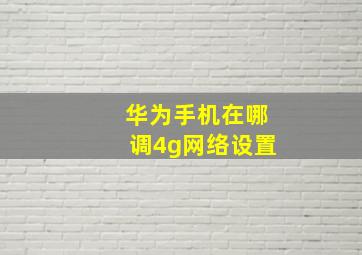 华为手机在哪调4g网络设置