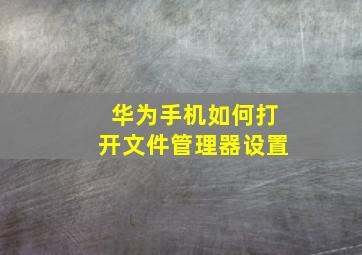 华为手机如何打开文件管理器设置