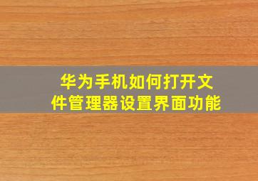 华为手机如何打开文件管理器设置界面功能