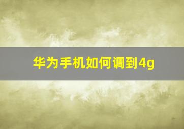 华为手机如何调到4g