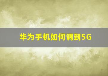 华为手机如何调到5G