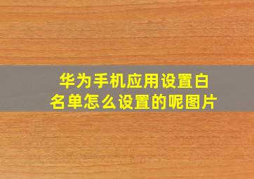 华为手机应用设置白名单怎么设置的呢图片