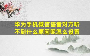 华为手机微信语音对方听不到什么原因呢怎么设置