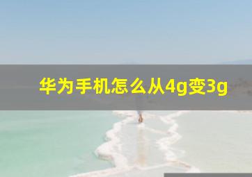 华为手机怎么从4g变3g