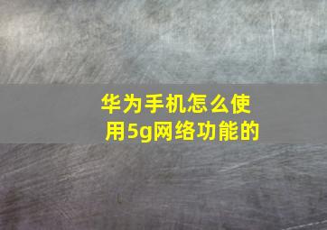 华为手机怎么使用5g网络功能的