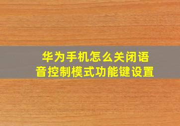 华为手机怎么关闭语音控制模式功能键设置