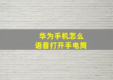 华为手机怎么语音打开手电筒