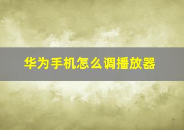 华为手机怎么调播放器