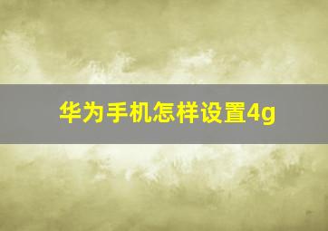 华为手机怎样设置4g