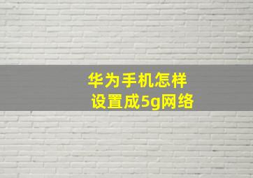 华为手机怎样设置成5g网络