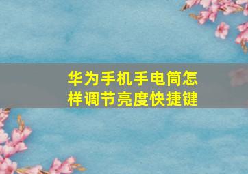 华为手机手电筒怎样调节亮度快捷键