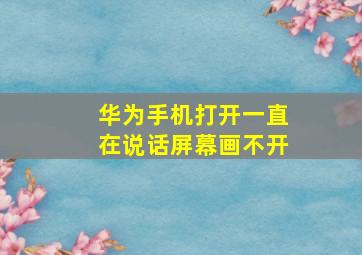 华为手机打开一直在说话屏幕画不开